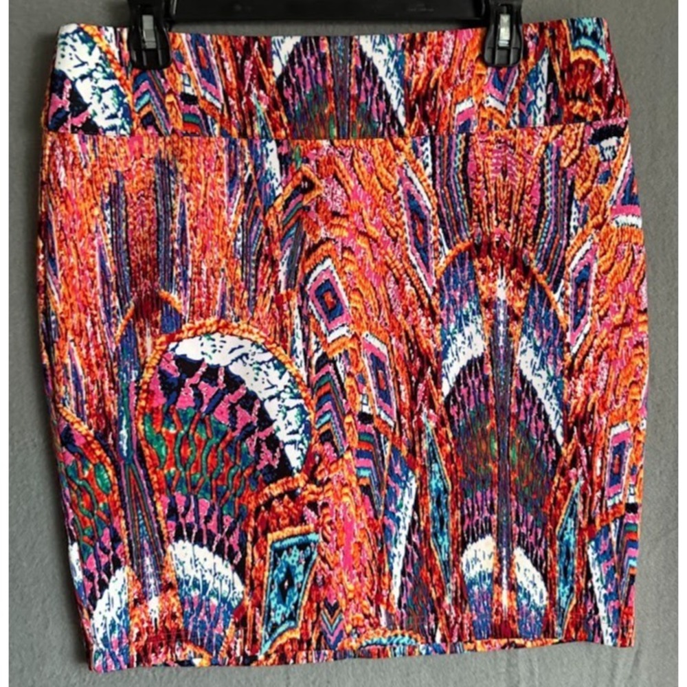 Bebe‎ Skirt  Women Large Multicolor Colorful Pencil Lightweight Casual Preppy